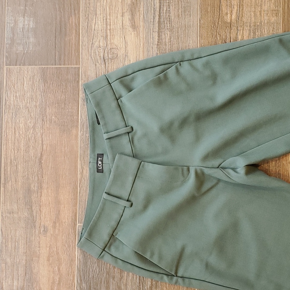 Loft green slacks - Picture 2 of 4